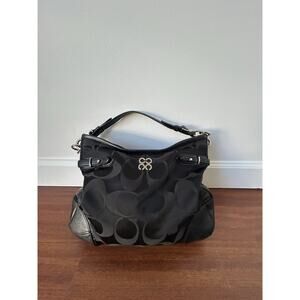 Y2K Coach Signature Snake Embossed/Canvas Shoulder Bag SilverHardware 16408 Read